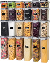 48-piece kitchen storage container set with lids and accessories
