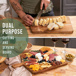 Acacia wood cutting board and serving board with handle for kitchen and dining