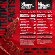 Jack Link's Beef Jerky Variety Pack - Includes Original and Teriyaki Jerky, Bulk Protein Snack Pack, Good Source of Protein, Meat Snacks Made with 100% Beef, Individual Bags - 1.25 Oz (Pack of 9)