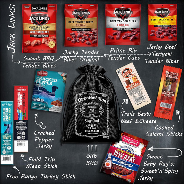 Beef Jerky Gift Baskets for Men with Meat and Cheese Variety Pack