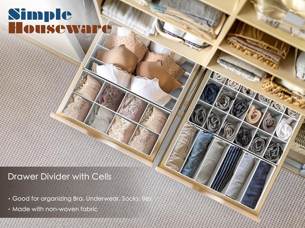 Closet Organizer Drawer Divider Assorted 7 Pieces Gray Non-Woven Fabric