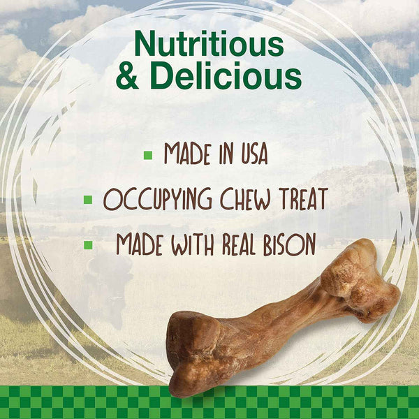Nylabone Healthy Edibles WILD Bison Flavor Bone Chew Treats for Medium Dogs Up to 35 lbs