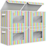Univivi Fabric Foldable Storage Boxes [4-Pack] Large Collapsible Stackable Storage Bins with Lids, Closet Organizers and Storage Cube Basket for Home, Office, Bedroom (Gray, 17“ x 12” x 12")