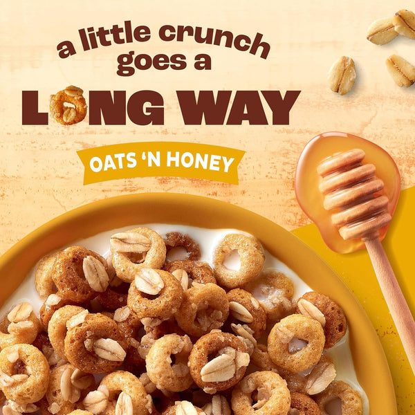 Cheerios Oat Crunch Oats 'N Honey Breakfast Cereal, 24 oz Family Size, Whole Grain, Multigrain