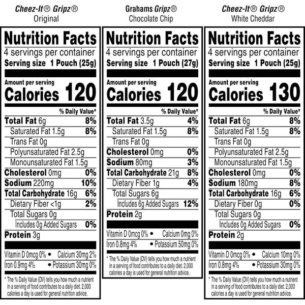 Gripz Mini Baked Snack Crackers Variety Pack 11oz Box 12 Pouches