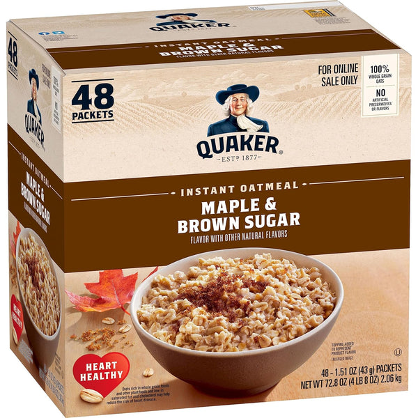 Quaker Instant Oatmeal, Original, Individual Packets, 0.98 Ounce , 48 Count (Pack of 1 )