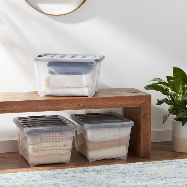 Amazon Basics Plastic Storage Containers with Secure Latching Lids for Organization