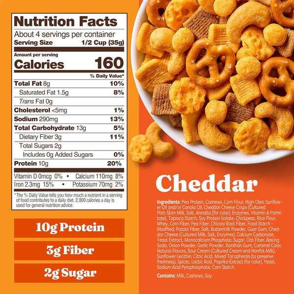 Catalina Crunch Protein Snack Mix with Cheese Crisps, 10g Protein, 2g Sugar, Gluten Free, Cheddar, 5.25 Ounce Bag