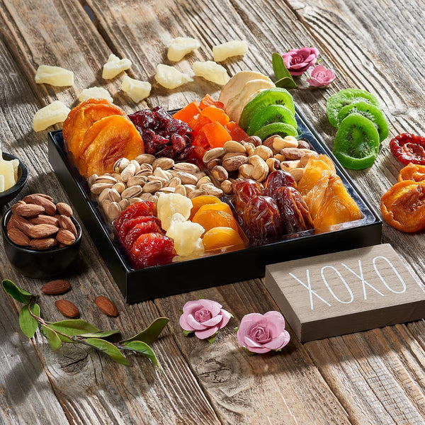 Dried Fruit and Nut Gift Basket Arrangement Platter for Snacking