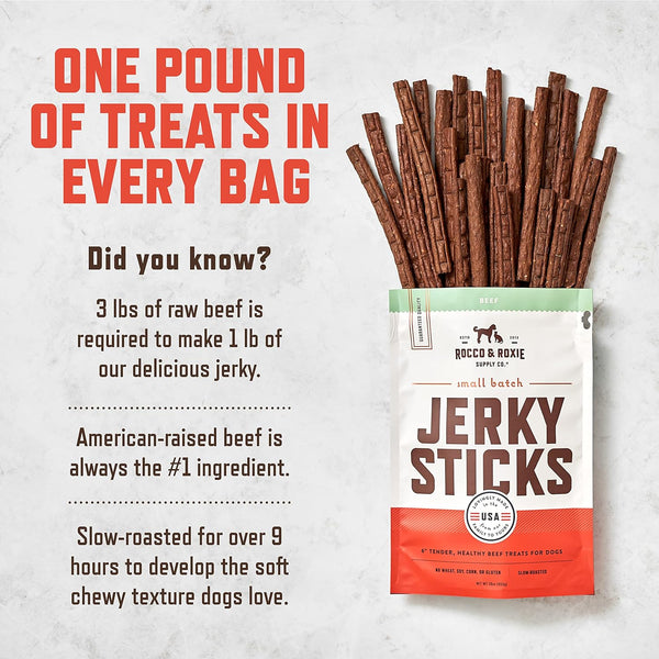 Rocco & Roxie Beef Jerky Dog 1 lb Made in USA