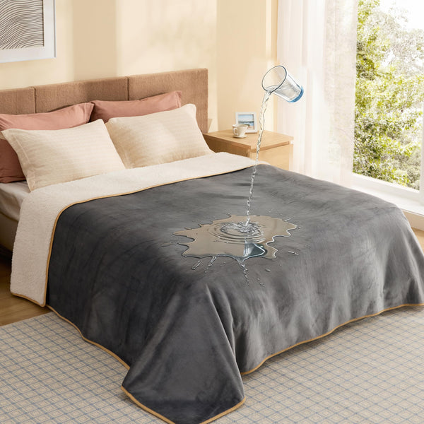 Bedsure sherpa fleece waterproof dog blankets for large dogs king size 108x86 grey