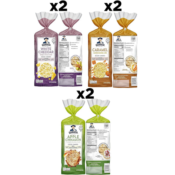 Quaker Large Rice Cakes, 3 Flavor Variety Pack, Gluten Free, 6 Count
