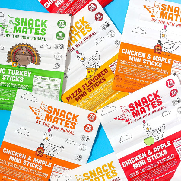 New Primal Snack Mates Chicken & Maple Sticks, Gluten Free, Low Sugar, High Protein Snacks for Kids