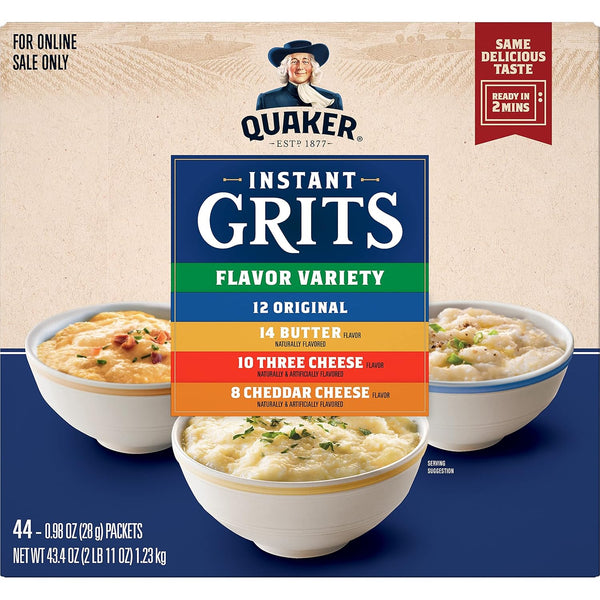 quaker instant grits 4 flavor variety pack 44 count 0.98oz packets