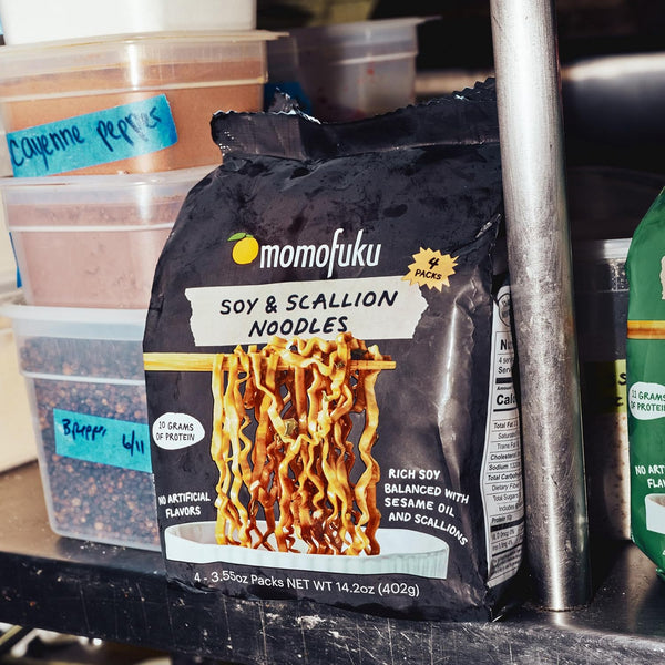 Momofuku Soy & Scallion Ramen Noodles, 4 Pack, Instant Noodles with 10g Protein, Restaurant Quality