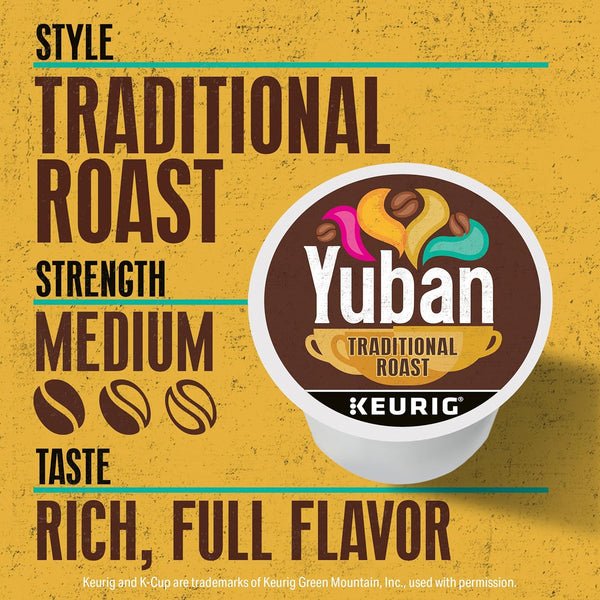 Yuban Traditional Roast Medium Roast K-Cup Coffee Pods, 10 count box, Keurig compatible