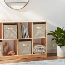 Collapsible fabric storage cube bins with handles for organization