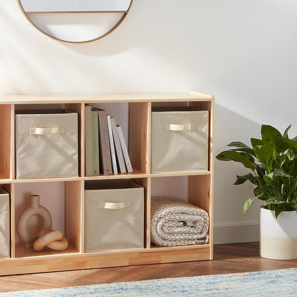 Collapsible fabric storage cube bins with handles for organization