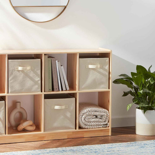 Collapsible Fabric Storage Cubes with Handles, Beige, 10.5 x 10.5 x 11-inch, Pack of 6 for Easy Organization
