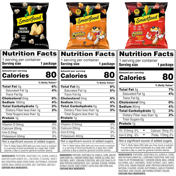 White Cheddar and Flamin' Hot Popcorn Variety Pack, 40 Individually Wrapped Snacks