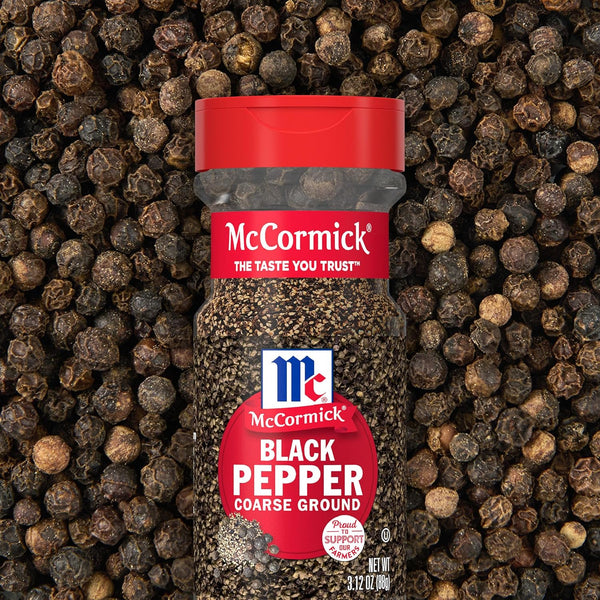 McCormick Coarse Ground Non GMO Black Pepper, Hand-Harvested, 3.12 oz