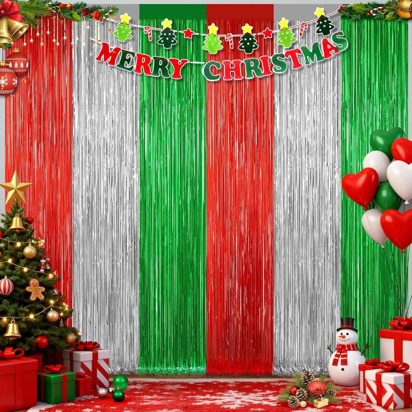 GCB 2Pack Black Metallic Tinsel Foil Fringe Curtains, Black Foil Curtain Backdrop, Photo Booth Props for Birthday Wedding Baby Shower Bachelorette Xmas Celebration Party Decorations Door Streamers