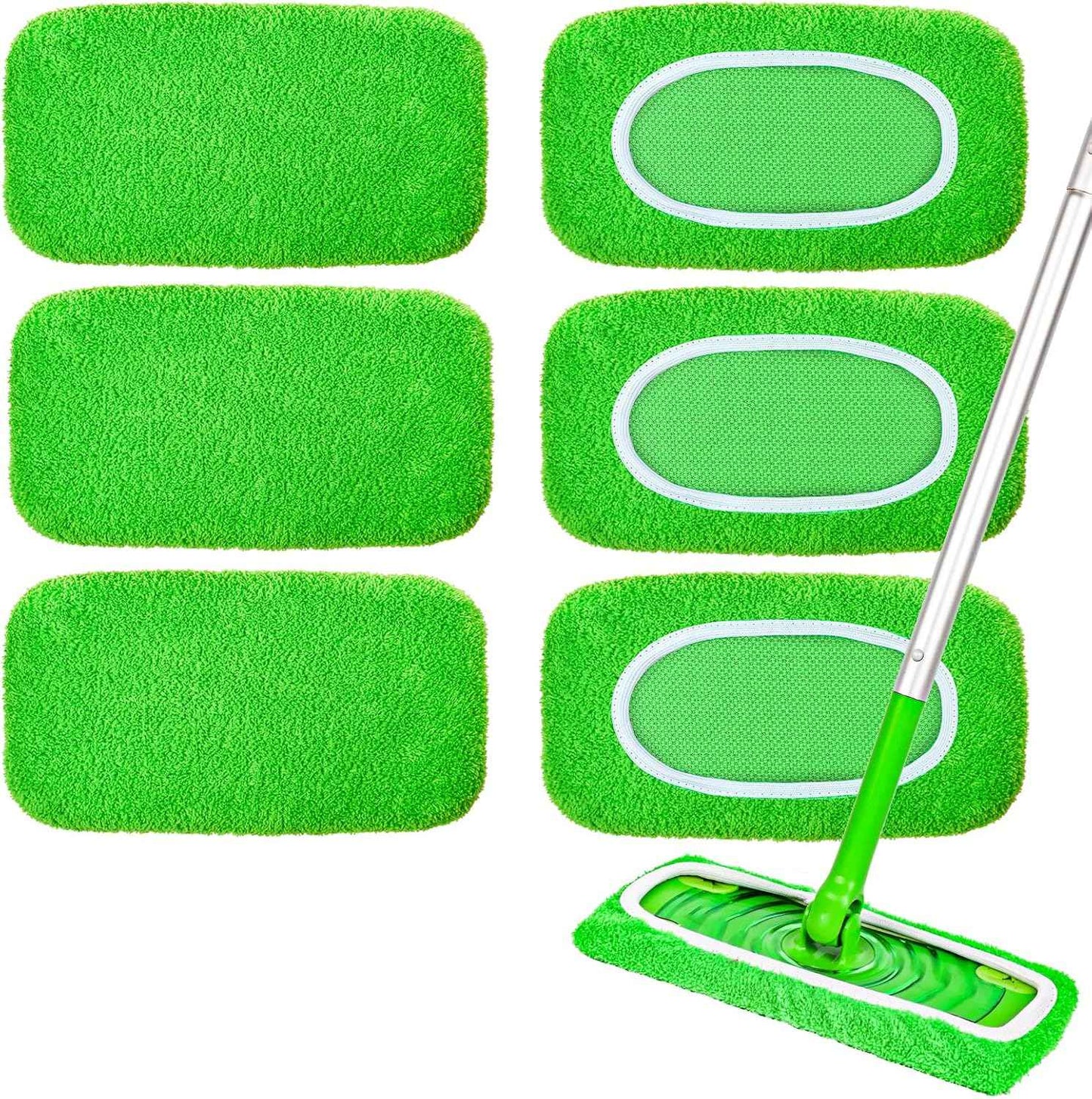 Reusable 6-Pack Coral Fleece Mop Pads for Sweeper Mop - 100% Washable Refills