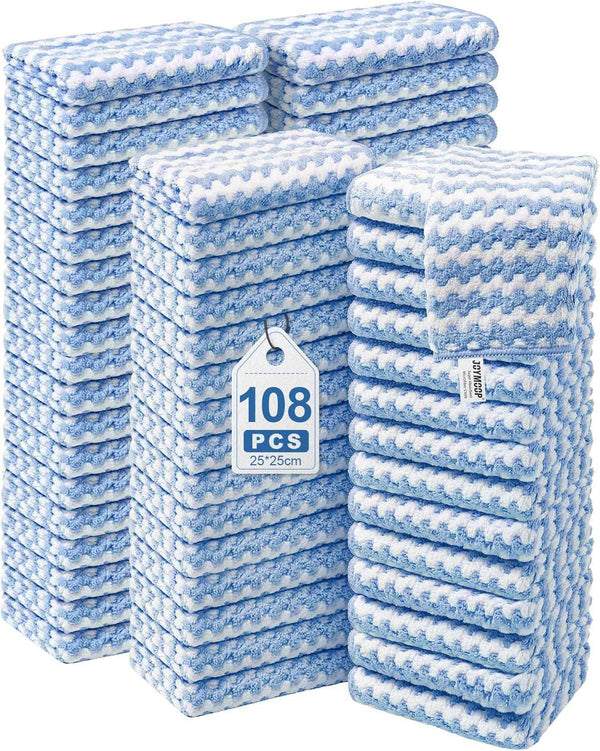 JOYMOOP 18 Pack Microfiber Cleaning Cloth, Kitchen Towels for Dish Drying Washing, Absorbent Streak Free Lint Free Rags for Cleaning, Reusable and Washable Towels - 10" x 10"