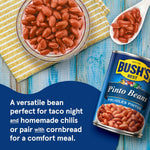 Bush's Best 16 oz Canned Pinto Beans, low fat and gluten free, great for soups, salads and plant-based meals, pack of 12