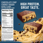 CLIF BUILDERS + Caffeine Protein Bars, Chocolate Chip Cookie Dough Flavor, 20g Plant Based Protein, Gluten Free, Non-GMO, Low Glycemic, No Artificial Sweeteners, 2.4 oz, 12 Pack