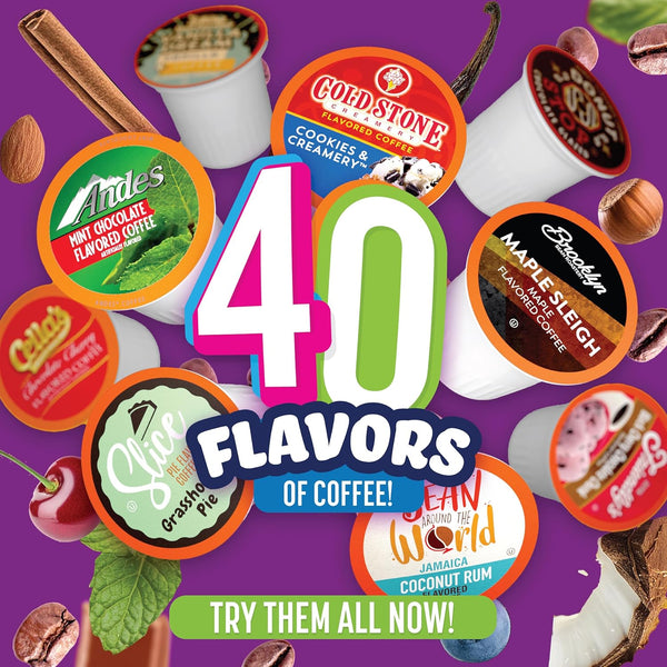 Two Rivers Coffee Flavored Coffee Pods Compatible with Keurig K Cup Brewers Variety Pack
