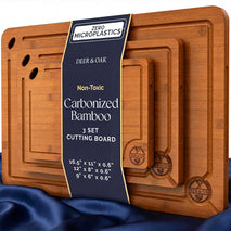 Carbonized Bamboo 3-Piece Cutting Board Set for Kitchen