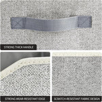 Large closet shelf organizer with fabric storage bins and handles