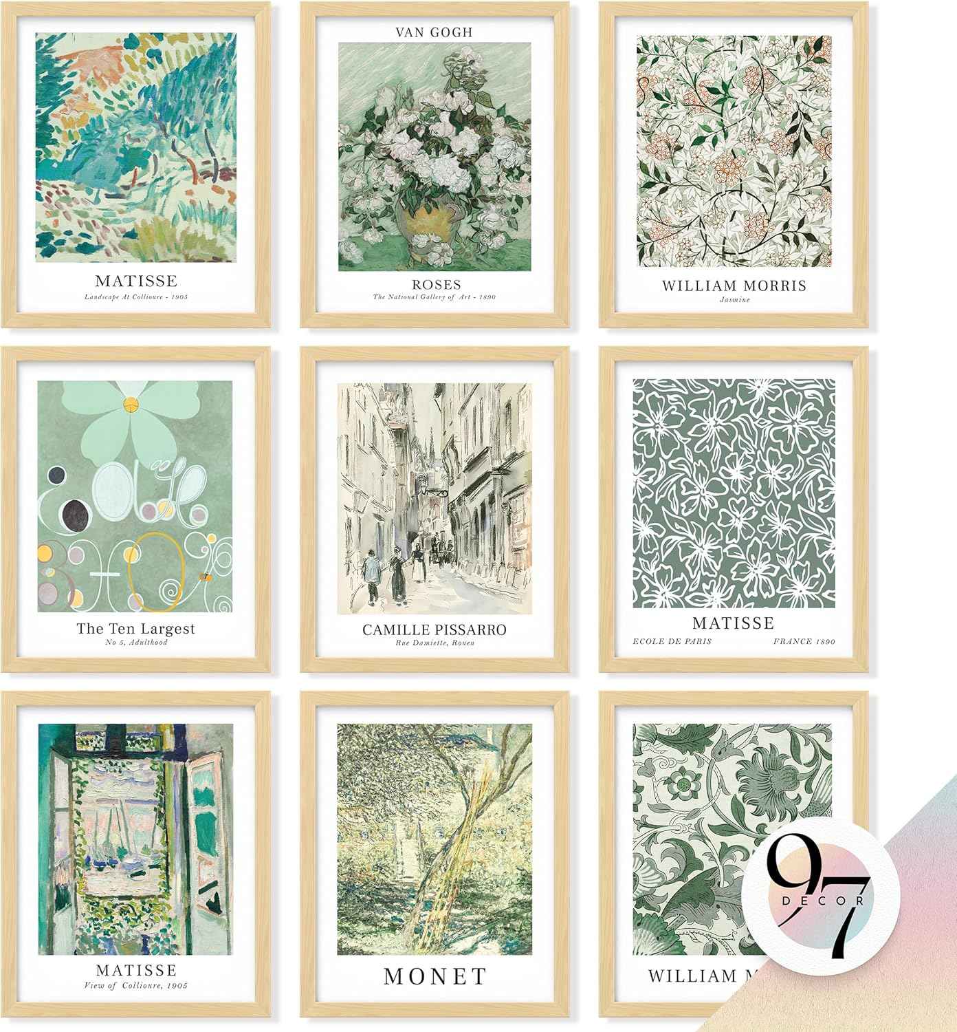 97 Decor Sage Green Room Decor Aesthetic - Sage Green Wall Decor, Sage Matisse Wall Art Prints, Green Posters Wall Collage, Pastel Aesthetic Pictures for Teen Girls Dorm Bedroom (Unframed)