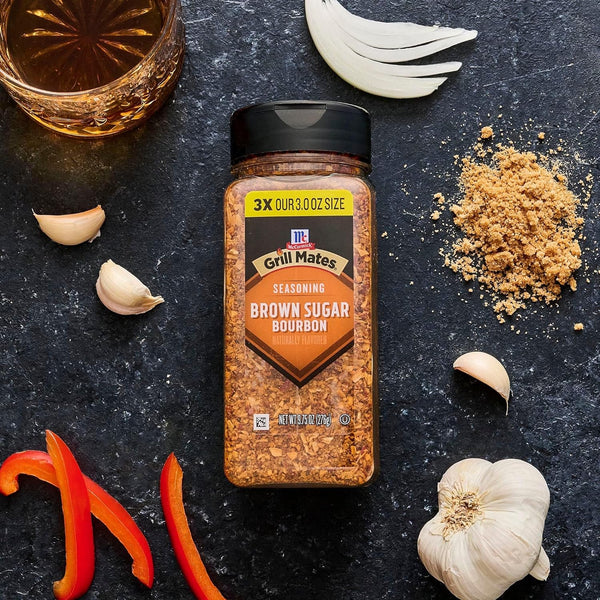 McCormick Grill Mates Brown Sugar Bourbon Seasoning, 9.75oz, sweet and spicy blend for pork, seafood and steak
