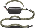 iYoShop hands-free dog leash with zipper pouch and dual padded handles for medium and large dogs (large, 25-120 lbs, black)