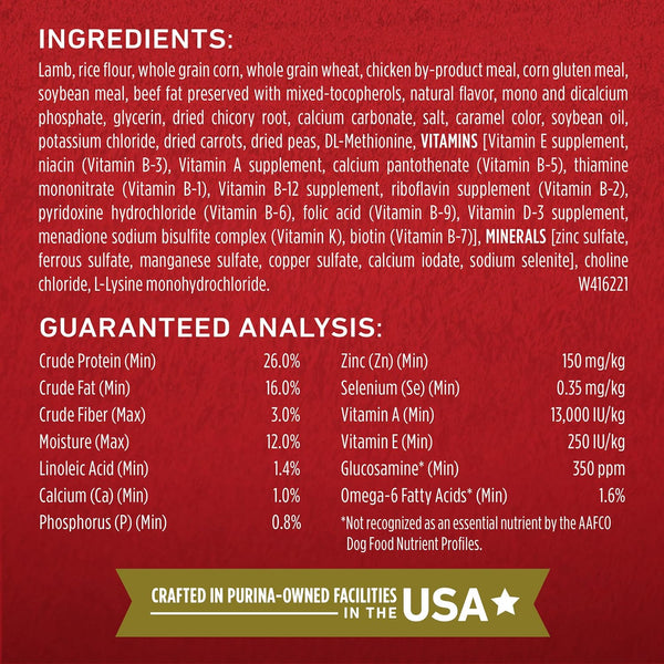 Purina ONE Lamb and Rice Dry Dog Food 16.5 lb Bag with Added Vitamins and Minerals