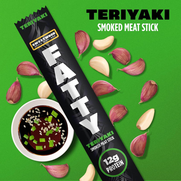 Grass Fed Beef and Pork Meat Sticks, 12g Protein, Teriyaki, 2 oz, Pack of 20