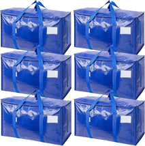Extra Large Moving Bags with Zippers and Carrying Handles, 6 Pack, Blue
