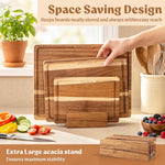 Acacia Wood Cutting Board Set of 3 for Kitchen with Deep Juice Groove