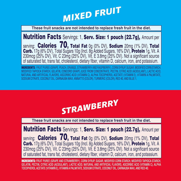 Welch's Mixed Fruit & Strawberry Snack Packs, 0.8oz, 60 count, Gluten-Free, Vitamin-Rich, Individually Wrapped