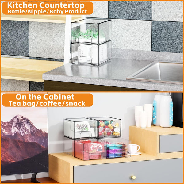 Clear Stackable Storage Drawers for Organizing and Storage