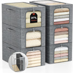 Stackable Closet Storage Bin with Metal Frame, 6-Pack, 40L Capacity