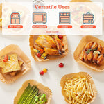 Cosori Air Fryer Liners, 100 PCS Square Disposable Paper Liners, Non-Stick Silicone Oil Coating, Little to No Cleaning, 7.9" Unbleached Food Grade, Resistant to 465°F, Thickened Not Easy to Break