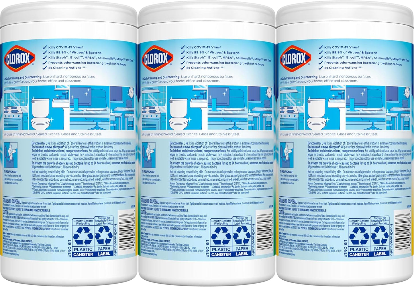Clorox Disinfecting Wipes, 75 Count, Pack of 3