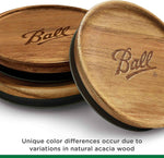 Acacia wood Ball jar lids, 5-pack, Regular and Wide Mouth sizes