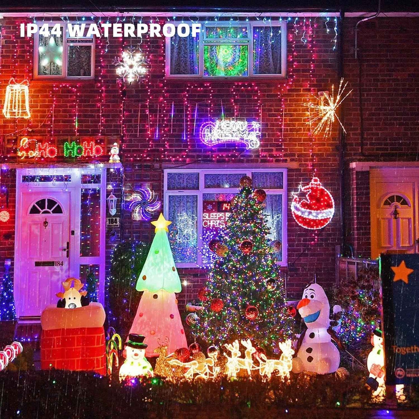 TW SHINE 200 LED Christmas Lights, 66FT Multi-Colored Outdoor Plug-In String Lights with 8 Modes, Waterproof Holiday Décor for Yard, House & Parties