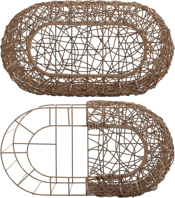 d+ garden cat hideaway house for indoor cats, faux rattan cat bed with top/side entry and enclosed space, 24.5 x 13.3 x 13.8 inches, pet friendly