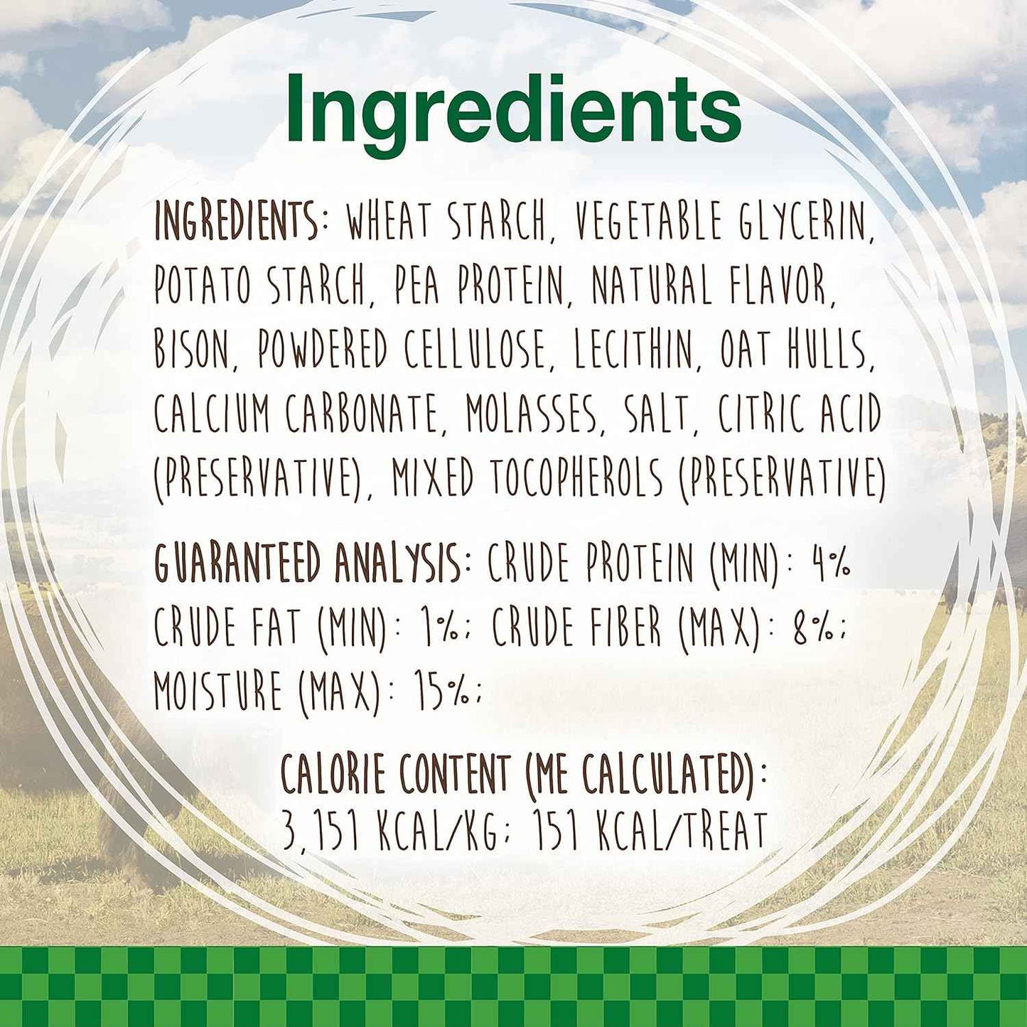 Nylabone Healthy Edibles WILD Natural Longer-Lasting Bison Flavor Bone Chew Treats for Dogs, Medium - Up to 35 lbs (2 Count)