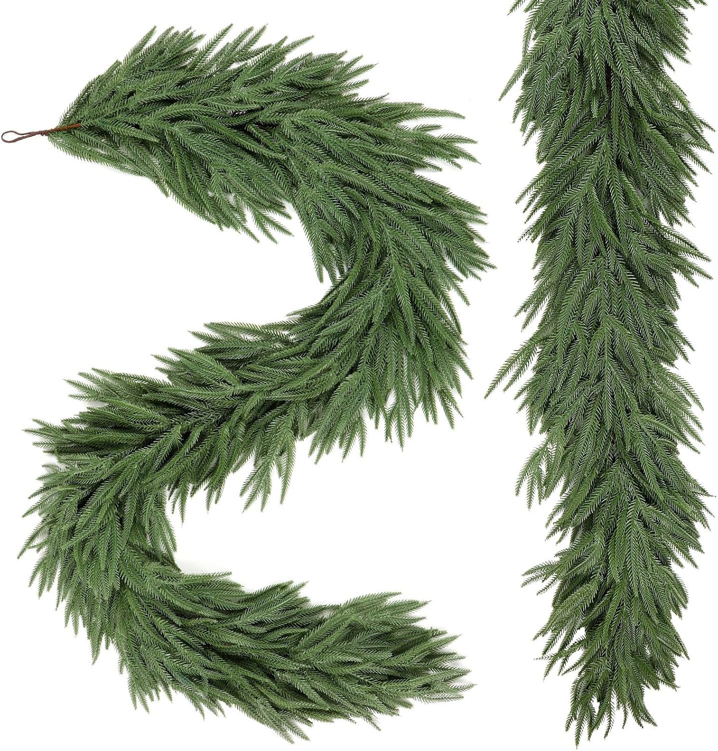 Alupssuc 9ft Christmas Garland, Real Touch Norfolk Pine Garland - Pine Garland, Artificial Greenery Christmas Garland for Mantle, Table, Fireplace, Indoor, Outdoor Christmas Decorations